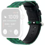 Raster patroon ronde gesp lederen horlogeband voor Apple Watch Series 6 & se & 5 & 4 40mm / 3 & 2 & 1 38mm (groen zwart)