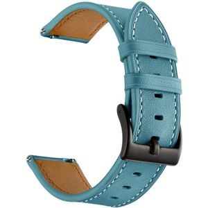 Voor Amazfit GTS 3 / GTS 2E First Layer Leather Car Line Solid Color Watch Strap (Blauw)