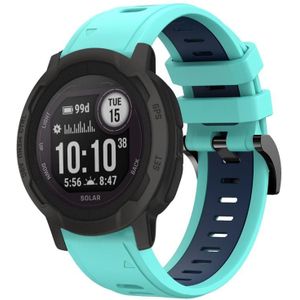 Voor Garmin Instinct 2 22 mm tweekleurige sport siliconen horlogeband (mintgroen + blauw)