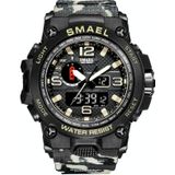 SMAEL 1545D Time heren anti-vallend nachtlampje alarm waterdicht sporthorloge (camouflage kaki)