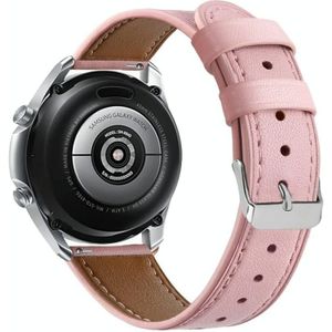 Voor Galaxy Watch 3 45mm lederen vervangende band horlogeband (roze)