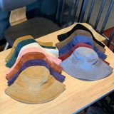 Leisure Corduroy Fisherman Hat Fall en Winter Foldable Art Sunhat  Maat: M (56-58cm)(Gember)