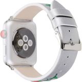 Geborduurd lederen polshorloge band met roestvrijstalen gesp voor Apple Watch serie 3 & 2 & 1 38mm (wit)