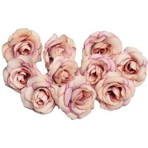 10 sets 4cm kunstmatige bloem Silk Rose Flower hoofd voor bruiloft partij Home Decoratie (donker roze)