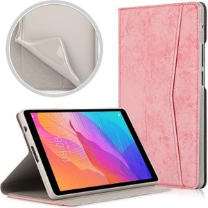 Voor Huawei MatePad T8 Marmeren doek textuur horizontale flip lederen behuizing met kaartslot & houder(roze)