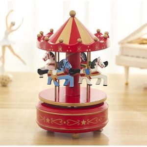 Sky City Carrousel Clockwork Muziek Doos Paren Verjaardagscadeau (K0111 Ster Red)