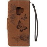 Voor SamsungGalaxy S9 Vintage relif bloemen vlinder patroon horizontale Flip lederen draagtas met kaartslot & houder & portemonnee & Lanyard(Brown)