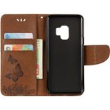 Voor SamsungGalaxy S9 Vintage relif bloemen vlinder patroon horizontale Flip lederen draagtas met kaartslot & houder & portemonnee & Lanyard(Brown)