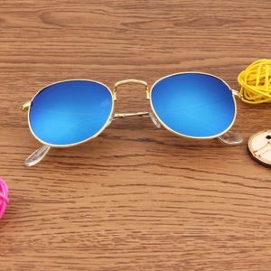 UV400 UV bescherming metalen Frame AC Lens zonnebril (goud + blauw)