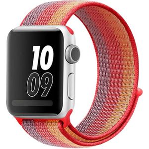 Voor Apple Watch Series 5 & 4 44mm / 3 & 2 & 1 42mm nylon loop watchband (Geel oranje)