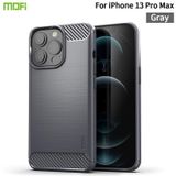 MOFI Gentless Series Geborsteld Textuur Koolstofvezel Zacht TPU-hoesje voor iPhone 13 Pro Max