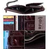 Crazy Horse van echte koeienhuid LEDER Texture rits 3-vouwen Card houder portemonnee RFID blokkeren Coin Purse Card zak beschermen hoes voor mannen  grootte: 12 * 9.5 * 3.5 cm (rood bruin)