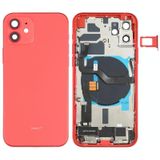 Batterij achterklep montage (met zijtoetsen  luide luidspreker  motor  camera lens & kaart lade  aan / uit knop + volumeknop + oplaadpoort & draadloze oplaadmodule) voor iPhone 12 (rood)