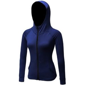 Herfst en Winter Rits Lange mouwen Hooded Sportjack voor dames (kleur: Navy Blue Size: L)