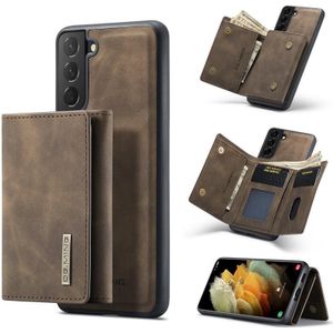 For Samsung Galaxy S21 DG.MING M1 Series 3-Fold Multi Card Wallet + Magnetic Back Cover Shockproof Case with Holder Function(Coffee)