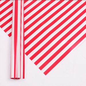 Twee-kleur strepen bloem inpakpapier waterdicht cadeau inpakpapier (rood)