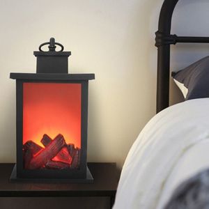Buiten LED tafellampen kunstmatige open haard kandelaar houtskool vlam retro decoratie (warm licht)