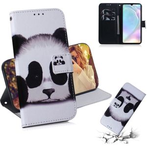 Panda patroon gekleurde tekening horizontale Flip lederen case voor Huawei P30  met houder & card slots & portemonnee