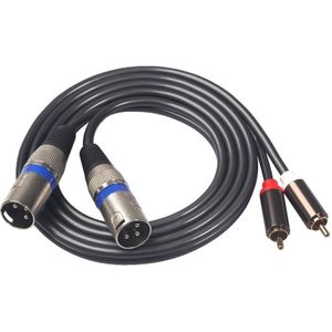 366155-15 2 RCA male naar 2 XLR 3 pin Male audio kabel  lengte: 1.5 m