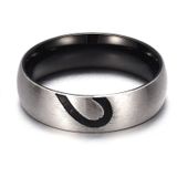 Mode Rhinestone liefde hart Splice paren ring fijne Titanium stalen ring voor mannen en vrouwen (zilver zonder diamant  US maat: 12)
