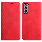 For Samsung Galaxy S21+ 5G Diamond Pattern Splicing Skin Feel Magnetic Horizontal Flip Leather Case with Card Slots & Holder & Wallet(Red)