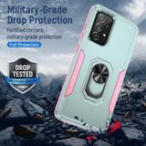 Voor Samsung Galaxy A52 5G / 4G Pioneer Armor Heavy Duty PC + TPU Houder Phone Case (groen + roze)