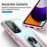 Voor Samsung Galaxy A52 5G / 4G Pioneer Armor Heavy Duty PC + TPU Houder Phone Case (groen + roze)