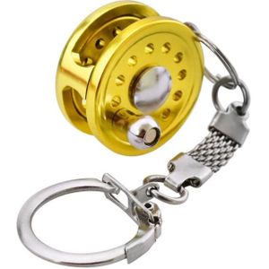 Metal Fishing Wheel Decoration Pendant Mini Wheel Fish Key Chain  Color:  C
