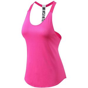 Sexy T-vormige Back Hollow Strap Quick Drying Loose Vest (Kleur: Rose Red Size:XXL)