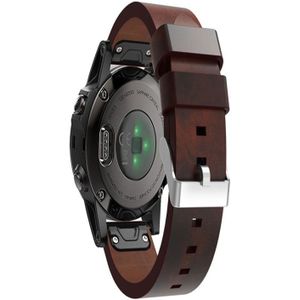 Voor Garmin Fenix 5 Quick Release Lederen band (Bruin)