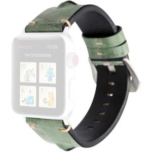 Retro Big Eyes Lederen Vervangende Horlogebanden Voor Apple Watch Series 6 & SE & 5 & 4 44mm / 3 & 2 & 1 42mm(Groen)