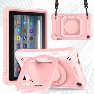 Voor Amazon Kindle Fire 7 2022 Siliconen + PC Armband Houder Tablet Hoes(Rose Goud)