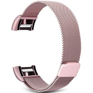 Smart Watch roestvrijstalen polsband horlogeband voor FITBIT charge 2 (roze)