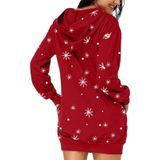 Vrouwen Kerst Santa Claus Print Lange mouw Sweatshirt Jurk (Kleur: Rood Maat: XL)