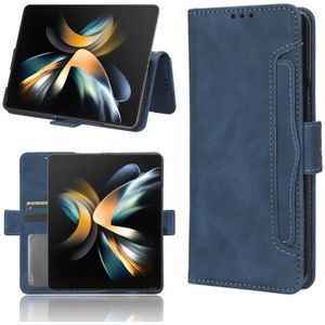 Voor Samsung Galaxy Z Fold4 5G Huid Voelen Kalf Textuur Kaartsleuven Lederen Telefoon Case (Blauw)