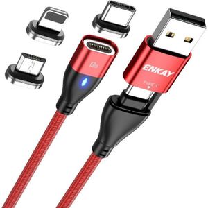 ENKAY 6-in-1 PD60W USB-A / Type-C naar Type-C / 8-pins / Micro USB magnetische snellaadkabel  kabellengte: 2m