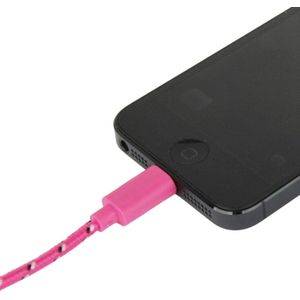 Geweven nylon stijl USB Data Transfer / laad Kabel voor iPhone 6 / 6S & 6 Plus / 6S Plus  / iPhone 5 & 5S & 5C, Kabel lengte: 1meter (hard roze)