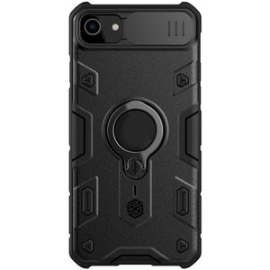Voor iPhone SE 2020 / 8 / 7 NILLKIN Shockproof CamShield Armor Beschermhoes met onzichtbare ringhouder(Zwart)