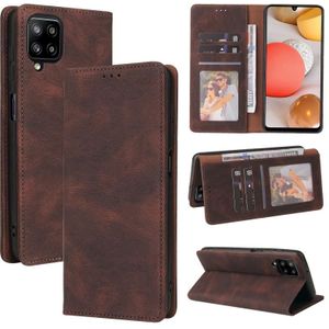 For Samsung Galaxy A42 5G Simple Suction Closure Horizontal Flip Leather Case with Holder & Card Slot & Wallet(Brown)
