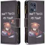 For OPPO Find X5 Pro Colored Drawing Pattern Zipper Horizontal Flip Phone Leather Case(Bear)