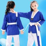 Kind Volwassen Katoen Mannen En Vrouwen Taekwondo Kleding Training Uniformen  Maat: 180 (Gestreepte Korte Mouwen)
