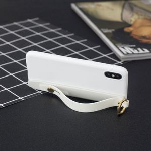 Schokbestendig effen kleur TPU case met polsbandje voor iPhone XS Max (wit)