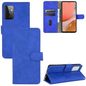 Voor Samsung Galaxy A72 5G Solid Color Skin Voel Magnetische gesp horizontale flip kuittextuur PU Lederen case met Holder & Card Slots & Wallet(Blauw)