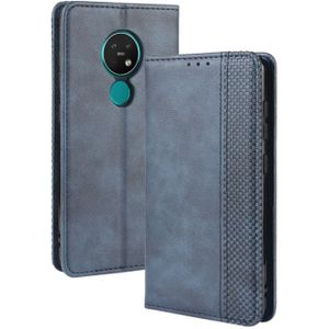 Voor Nokia 7.2 / Nokia 6.2 Magnetic Buckle Retro Crazy Horse Texture Horizontal Flip Leather Case  with Holder & Card Slots & Photo Frame(Blue)