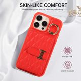 Voor iPhone 11 Horizontal Card Bag Ring Holder Phone Case met Dual Lanyard (Rood)