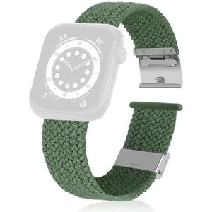 Gevlochten + roestvrij staal vervangende horlogebanden voor Apple Watch Series 6 & SE & 5 & 4 40mm / 3 & 2 & 1 38mm (Olive Green)