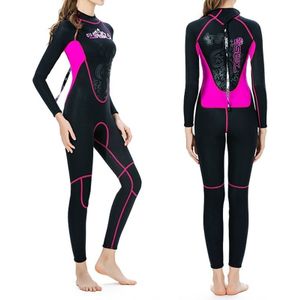 SLINX 1102 3mm Neopreen Super Elastic Wear-proof Warm Koud-proof Tweekleurige U-vormstiksels uit n stuk wetsuit met lange mouwen voor dames