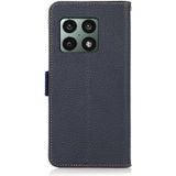 For OnePlus 10 Pro 5G KHAZNEH Side-Magnetic Litchi Genuine Leather RFID Phone Case(Blue)