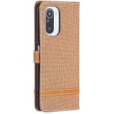 Voor Xiaomi Mi 11i / Poco F3 / Redmi K40 Color Matching Denim Texture Horizontale Flip Lederen Case met houder  Card Slots & Portemonnee & Lanyard (Bruin)