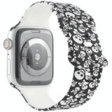 8-gesp gedrukte vervangende riem Watchband voor Apple Watch Series 7 & 6 & se & 5 & 4 40mm / 3 & 2 & 1 38mm (schedel)